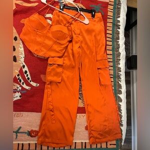 Orange Silk Two-Piece Set
